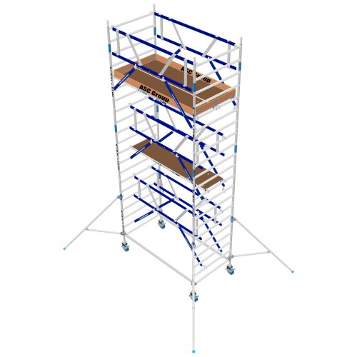 ASC Rollgerüst AGS Pro 190x75cm mit Holz-Plattformen und doppelseitigem Geländer 7,3m Arbeitshöhe