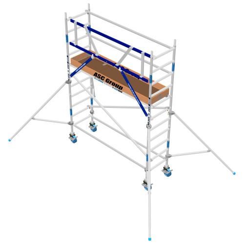 ASC Rollgerüst AGS Pro 190x75cm mit Carbon-Plattformen und einseitigem Geländer 4,3m Arbeitshöhe