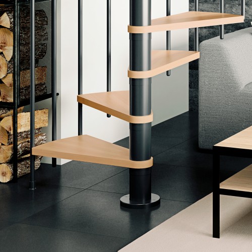 Dolle Spindeltreppe Montreal Buche/anthrazit 252-282cm Geschosshöhe Ø140cm