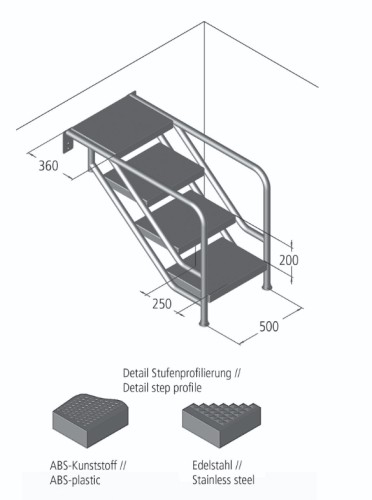 Eichenwald Pooltreppe Modell 08.3 Miami nur Unterteil max. Beckentiefe 1999mm