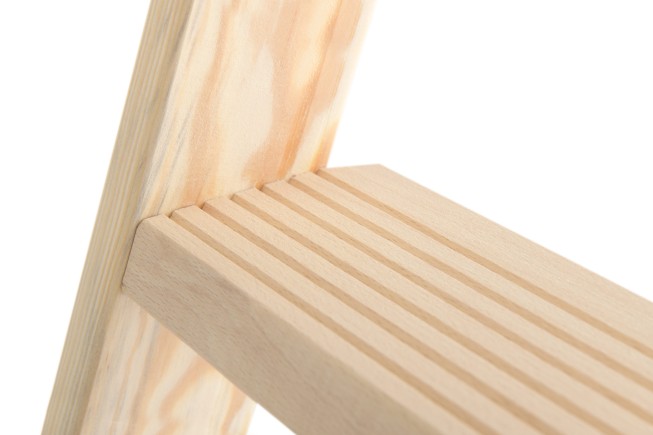 Hymer Holz Stufenstehleiter mit Textiltasche zweiseitig begehbar