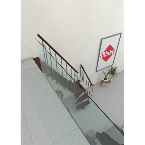 Minka Mittelholmtreppe Joker Turn 35 - 304cm Geschosshöhe Walnuss Grau