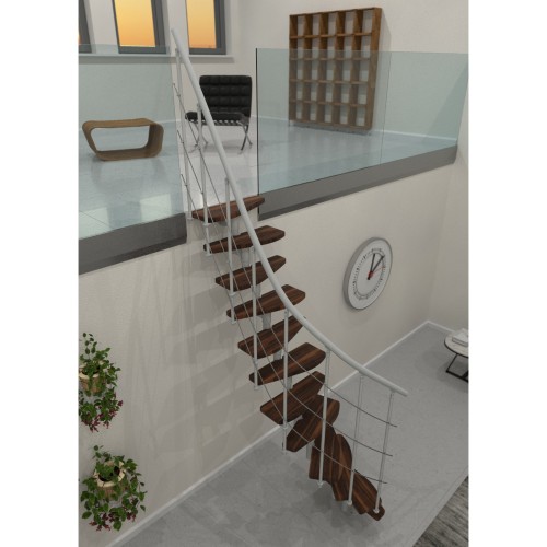 Minka Mittelholmtreppe Nizza 35 - 293,8cm Geschosshöhe Walnuss Weiß