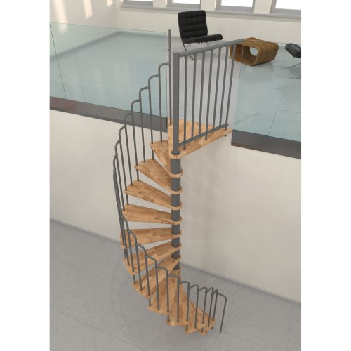 Minka Spindeltreppe Paris 38 - 282cm Geschosshöhe Buche Grau 140cm Durchmesser