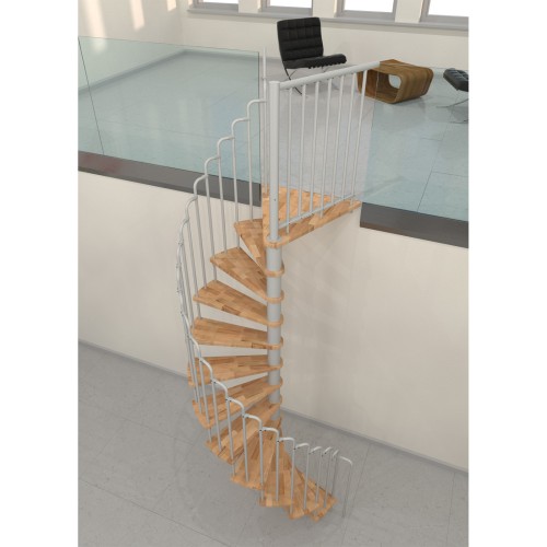 Minka Spindeltreppe Paris 38 - 282cm Geschosshöhe Buche Weiß 140cm Durchmesser