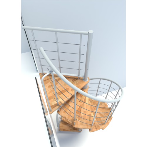 Minka Spindeltreppe Venezia Smart 38 - 305,5cm Geschosshöhe Buche Weiß 140cm Durchmesser
