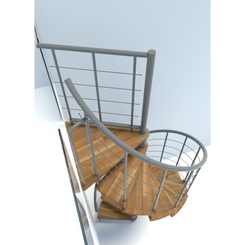 Minka Spindeltreppe Venezia Smart 38 - 305,5cm Geschosshöhe Eiche Grau 160cm Durchmesser