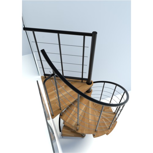 Minka Spindeltreppe Venezia Smart 38 - 305,5cm Geschosshöhe Eiche Schwarz 160cm Durchmesser