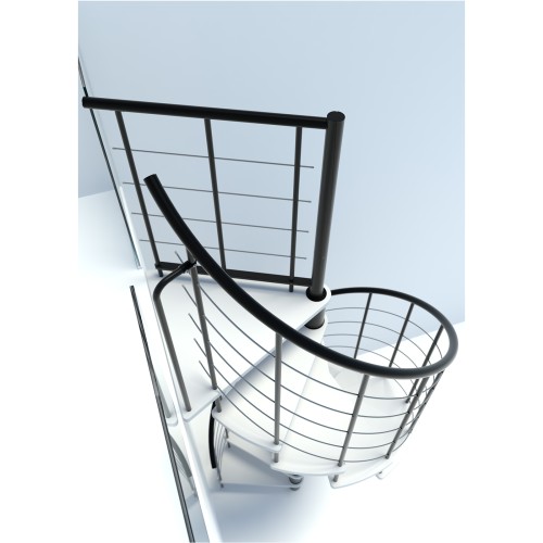 Minka Spindeltreppe Venezia Smart 38 - 305,5cm Geschosshöhe Weiß Schwarz 120cm Durchmesser