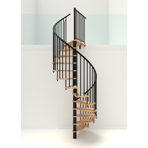 Minka Spindeltreppe Spiral Smart 38 - 305,5cm Geschosshöhe Buche Schwarz 160cm Durchmesser