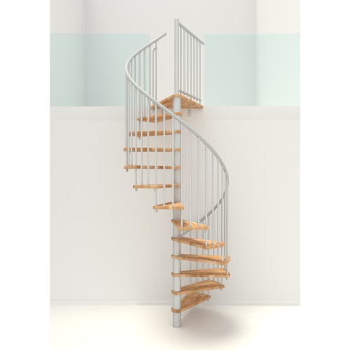 Minka Spindeltreppe Spiral Smart 38 - 305,5cm Geschosshöhe Buche Weiß 100cm Durchmesser