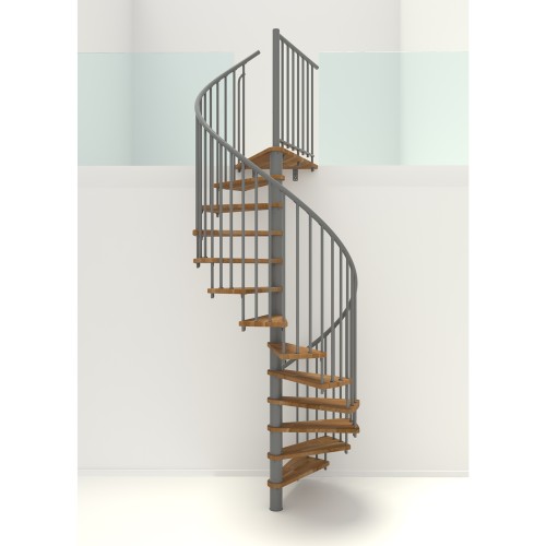Minka Spindeltreppe Spiral Smart 38 - 305,5cm Geschosshöhe Eiche Grau 140cm Durchmesser