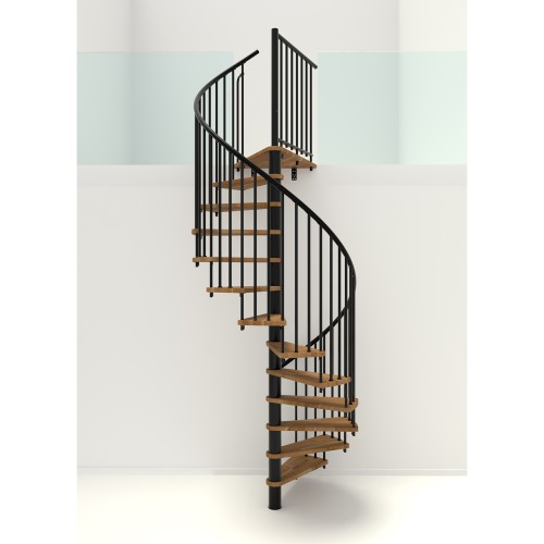 Minka Spindeltreppe Spiral Smart 38 - 305,5cm Geschosshöhe Eiche Schwarz 160cm Durchmesser