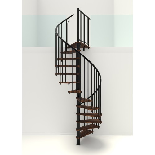Minka Spindeltreppe Spiral Smart 38 - 305,5cm Geschosshöhe Walnuss Schwarz 120cm Durchmesser