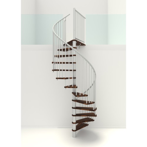 Minka Spindeltreppe Spiral Smart 38 - 305,5cm Geschosshöhe Walnuss Weiß 120cm Durchmesser
