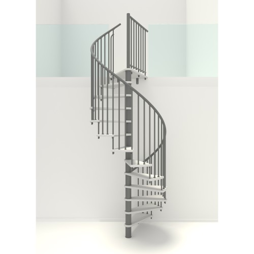 Minka Spindeltreppe Spiral Smart 38 - 305,5cm Geschosshöhe Weiß Grau 140cm Durchmesser