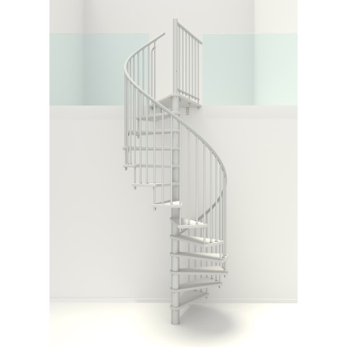 Minka Spindeltreppe Spiral Smart 38 - 305,5cm Geschosshöhe Weiß Weiß 140cm Durchmesser
