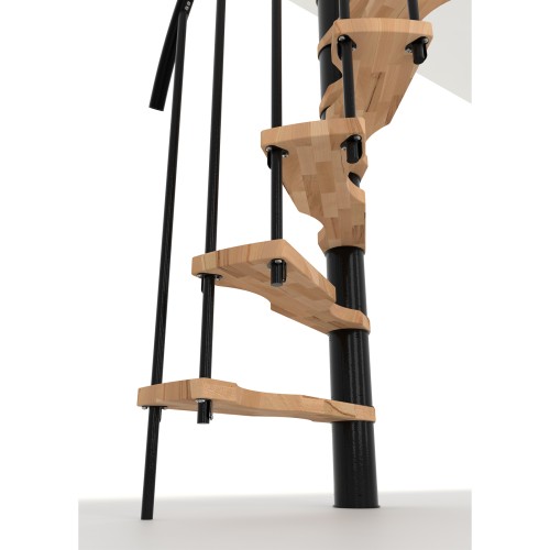 Minka Spindeltreppe Suono Smart 38 - 305,5cm Geschosshöhe Buche Schwarz für 120x68cm Deckenöffnung