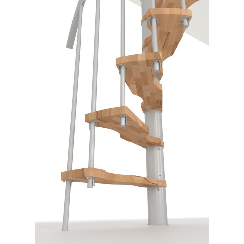 Minka Spindeltreppe Suono Smart 38 - 305,5cm Geschosshöhe Buche Weiß für 120x68cm Deckenöffnung