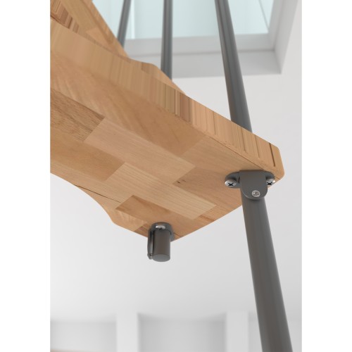 Minka Spindeltreppe Suono 47 - 305,5cm Geschosshöhe Buche Grau für 140x78cm Deckenöffnung