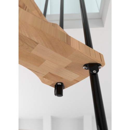 Minka Spindeltreppe Suono 47 - 305,5cm Geschosshöhe Buche Schwarz für 140x78cm Deckenöffnung