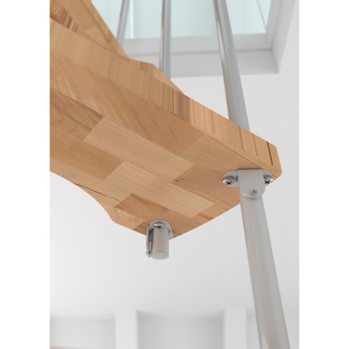 Minka Spindeltreppe Suono 47 - 305,5cm Geschosshöhe Buche Weiß für 140x78cm Deckenöffnung