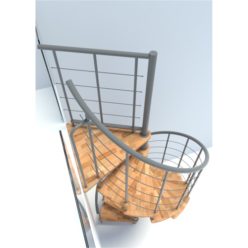 Minka Spindeltreppe Venezia Smart 38 - 305,5cm Geschosshöhe Buche Grau 100cm Durchmesser