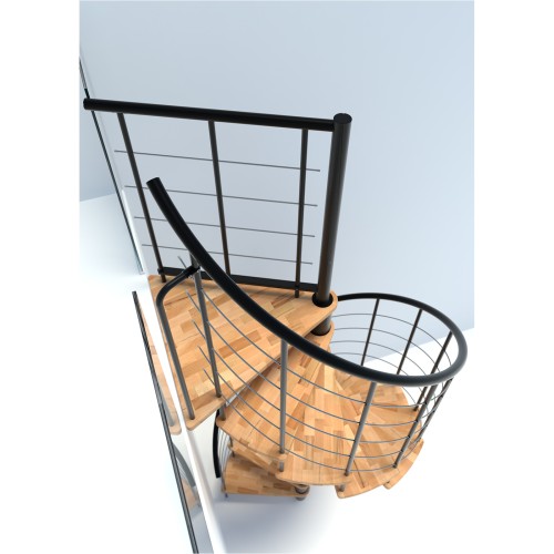 Minka Spindeltreppe Venezia Smart 38 - 305,5cm Geschosshöhe Buche Schwarz 120cm Durchmesser