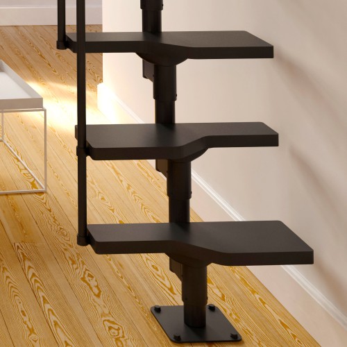 Dolle Mittelholmtreppe Atlanta bis 300cm Geschosshöhe Buche Multiplex RAL 7016 UK Anthrazit inklusive Geländer