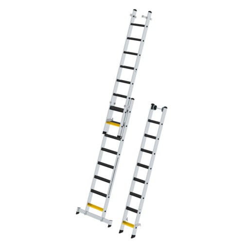 MUNK Stufen- Mehrzweckleiter mit Wandlaufrollen, clipstep R13 und Nivello® Traverse 3x8 Stufen