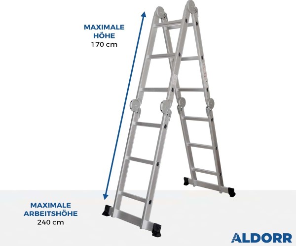 Aldorr Mehrzweckleiter Home mit Arbeitsplattform 4x3 Sprossen