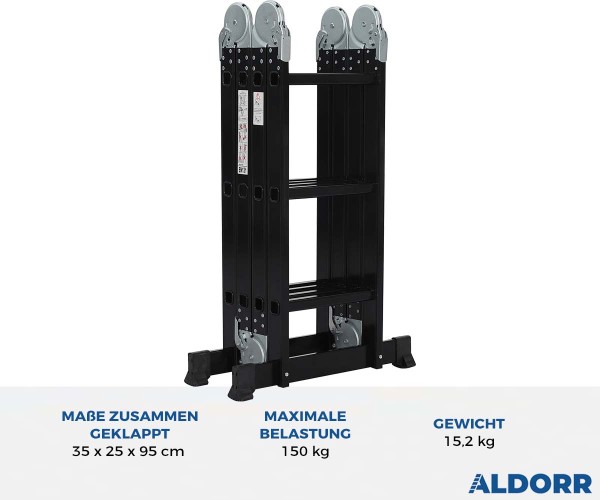 Aldorr Mehrzweckleiter Professional mit Arbeitsplattform 4x3 Sprossen