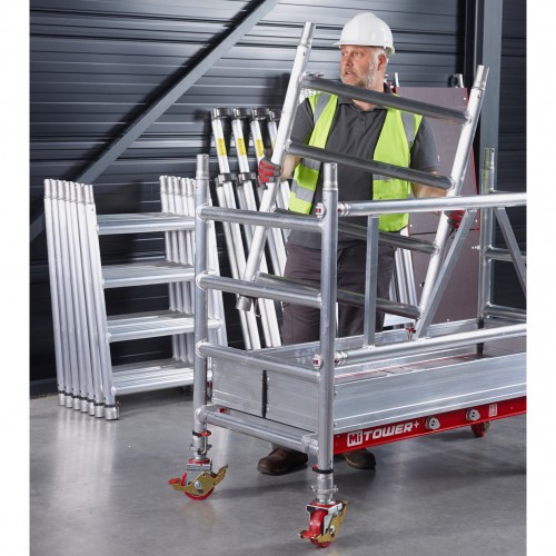 Altrex MiTower PLUS Fahrgerüst 1-Person-Aufbau Aluminium mit breiter Fiber-Deck Plattform 0,75x1,72m 4,20m AH