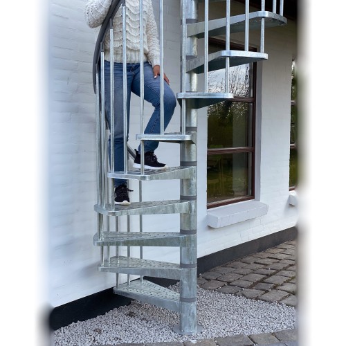 Dolle Aussentreppe Gardenspin 287-329cm Geschosshöhe 13 Stufen Metall gelocht Aussen-Ø155cm