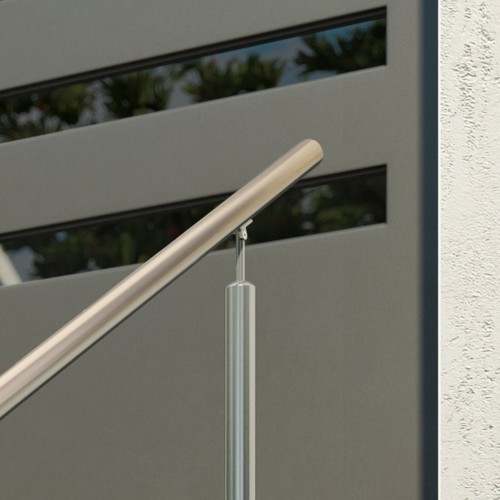 Dolle Edelstahl- Eingangsgeländer zur Bodenmontage Handlauf rund 1,5m lang mit 2 Pfosten rund