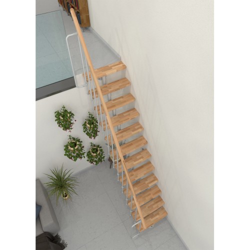 Minka Mittelholmtreppe Joker 35 - 304cm Geschosshöhe Buche Weiß