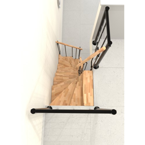 Minka Mittelholmtreppe Joker Turn 180° 35 - 304cm Geschosshöhe Buche Schwarz