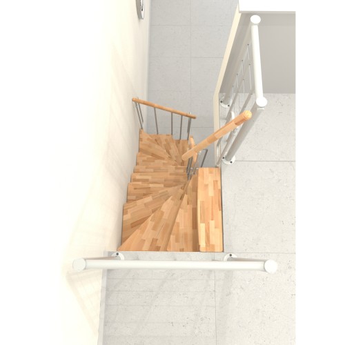 Minka Mittelholmtreppe Joker Turn 180° 35 - 304cm Geschosshöhe Buche Weiß