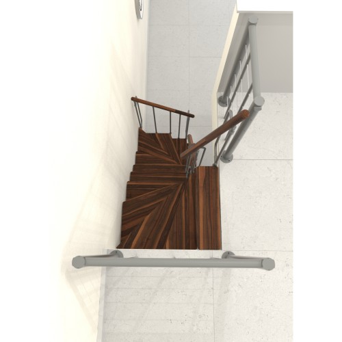 Minka Mittelholmtreppe Joker Turn 180° 35 - 304cm Geschosshöhe Walnuss Grau
