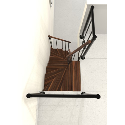 Minka Mittelholmtreppe Joker Turn 180° 35 - 304cm Geschosshöhe Walnuss Schwarz