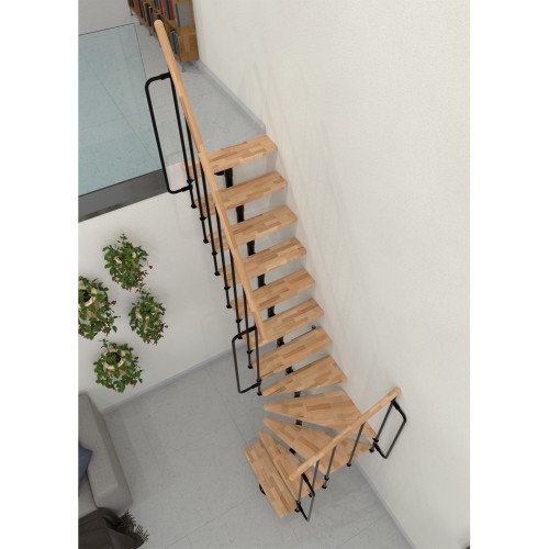 Minka Mittelholmtreppe Joker Turn 35 - 304cm Geschosshöhe Buche Schwarz