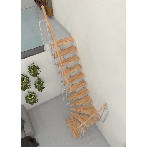 Minka Mittelholmtreppe Joker Turn 35 - 304cm Geschosshöhe Buche Weiß