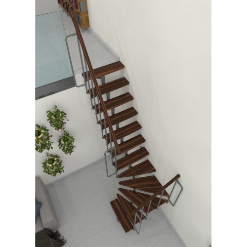 Minka Mittelholmtreppe Joker Turn 35 - 304cm Geschosshöhe Walnuss Grau