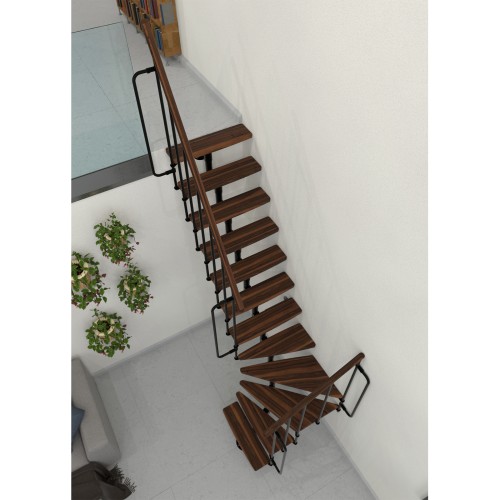 Minka Mittelholmtreppe Joker Turn 35 - 304cm Geschosshöhe Walnuss Schwarz