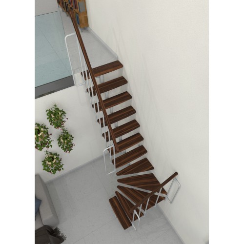 Minka Mittelholmtreppe Joker Turn 35 - 304cm Geschosshöhe Walnuss Weiß