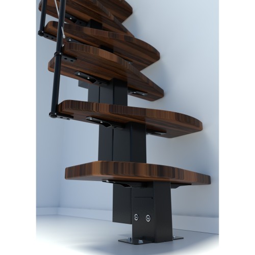 Minka Mittelholmtreppe Quatro 38 - 298cm Geschosshöhe Walnuss Schwarz
