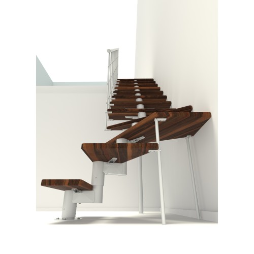 Minka Mittelholmtreppe Comfort Top Turn 37 - 312cm Geschosshöhe Walnuss Weiß
