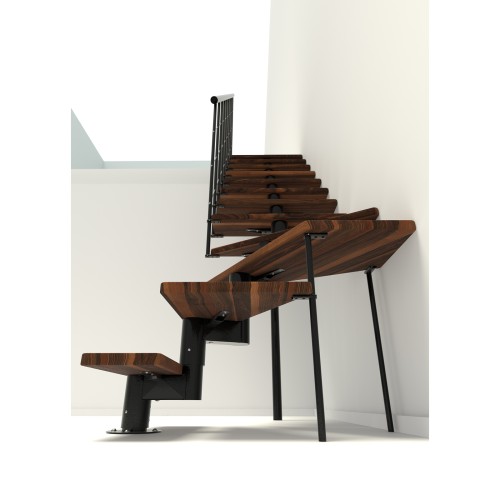 Minka Mittelholmtreppe Comfort Top Turn 37 - 312cm Geschosshöhe Walnuss Schwarz