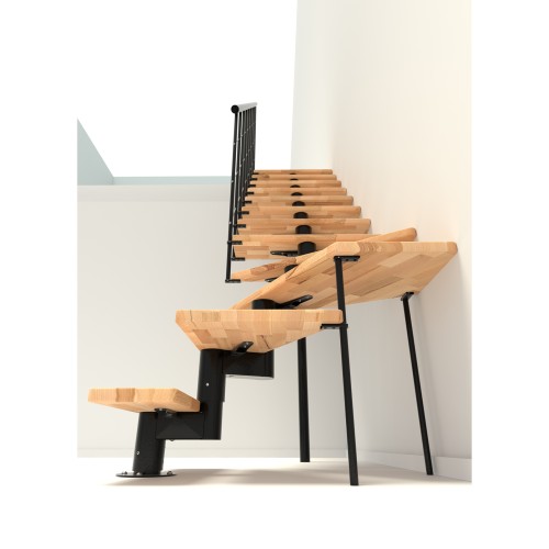 Minka Mittelholmtreppe Comfort Top Turn 37 - 312cm Geschosshöhe Buche Schwarz