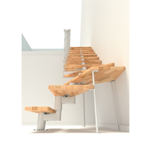 Minka Mittelholmtreppe Comfort Top Turn 37 - 312cm Geschosshöhe Buche Weiß